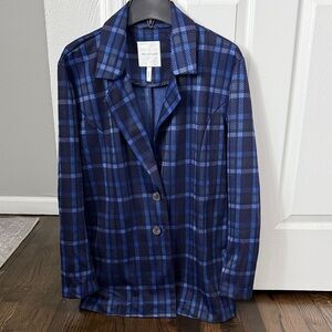 Women's Blue Plaid Blazer